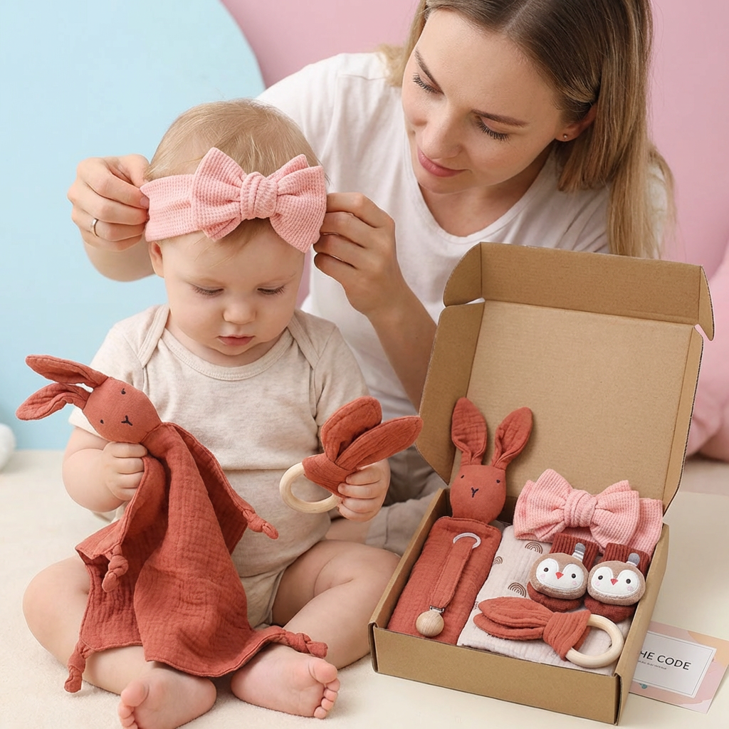 6-Teiliges Neugeborenen Geschenkbox Set  – Baby Erstausstattung