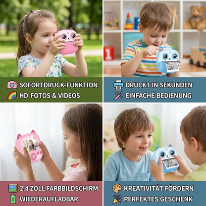 Kinder Sofortbildkamera – Mini Digitalkamera mit HD-Foto & integriertem Drucker