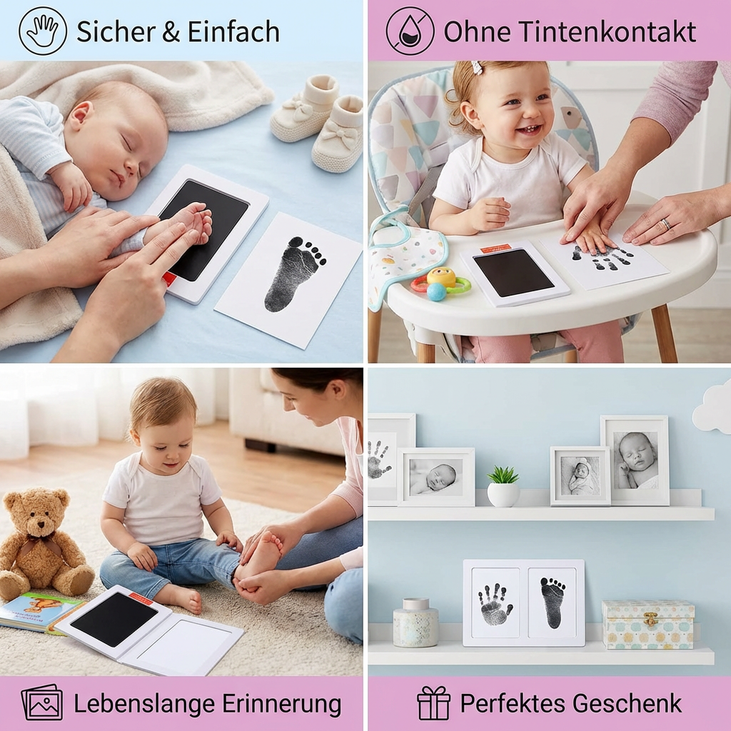 Baby Hand- & Fußabdruck Set  – DIY Erinnerungsset für Kleinkinder