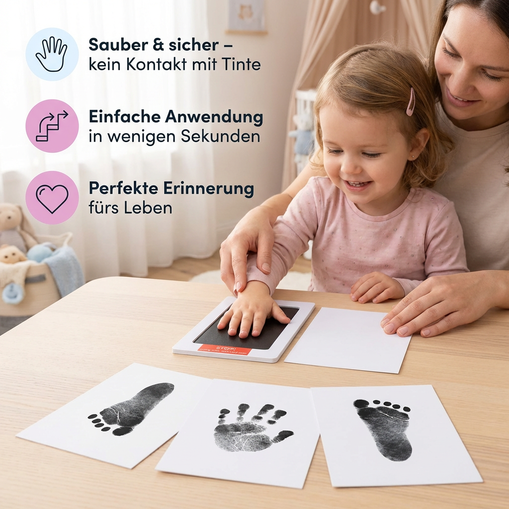 Baby Hand- & Fußabdruck Set  – DIY Erinnerungsset für Kleinkinder