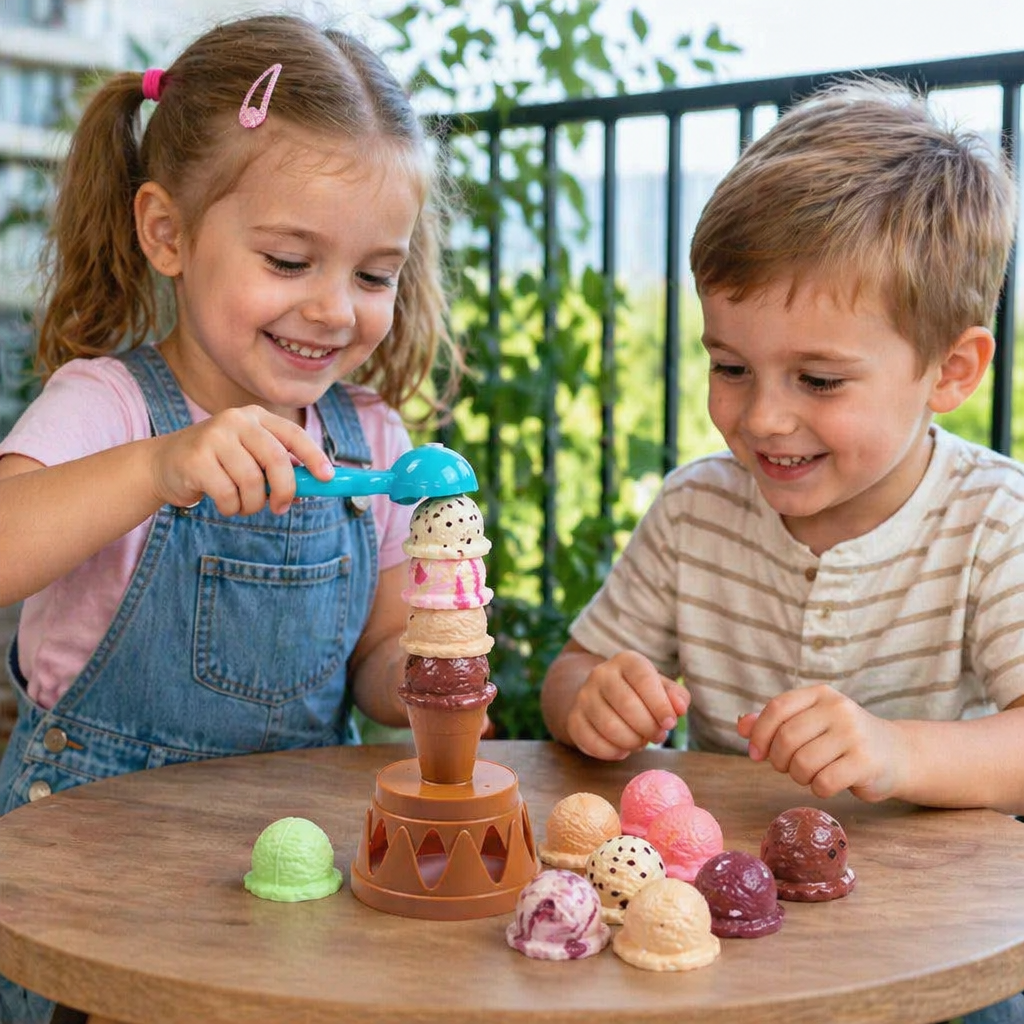 Kreatives Eiscreme-Stapelspiel – lustiges Balance-Spiel für Kinder, fördert Geschicklichkeit & spielerisches Lernen