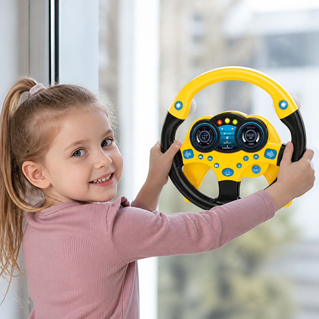 Kinder Beifahrer Lenkrad Spielzeug mit Saugnapf Lichtern und Sounds