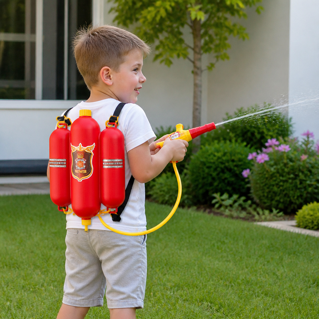 Feuerwehrmann Rucksack Wasserpistole Spielzeug für Kinder