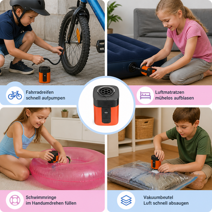 Tragbare Mini-Luftpumpe mit LED-Licht – schnelles Aufpumpen und Ablassen