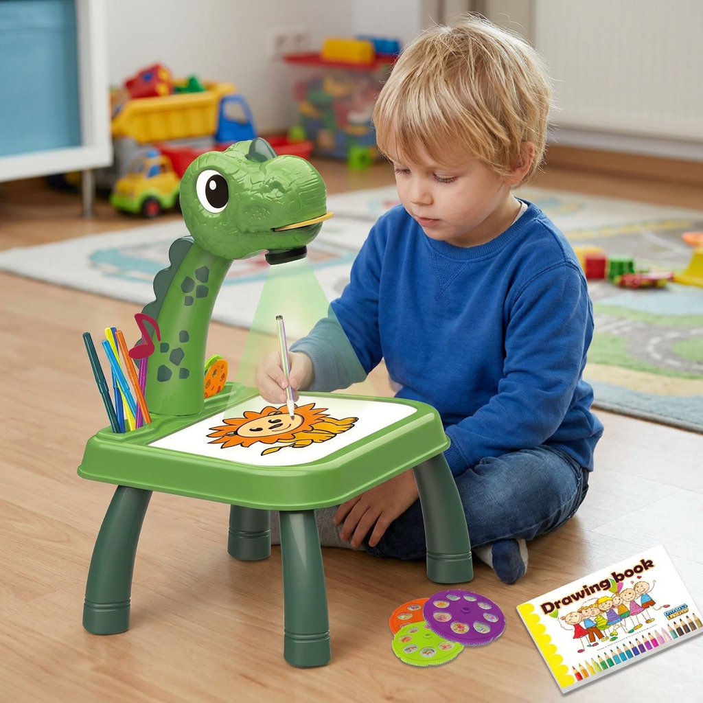 Dinosaurier Projektions Zeichentisch für Kinder mit Stiften und Musik