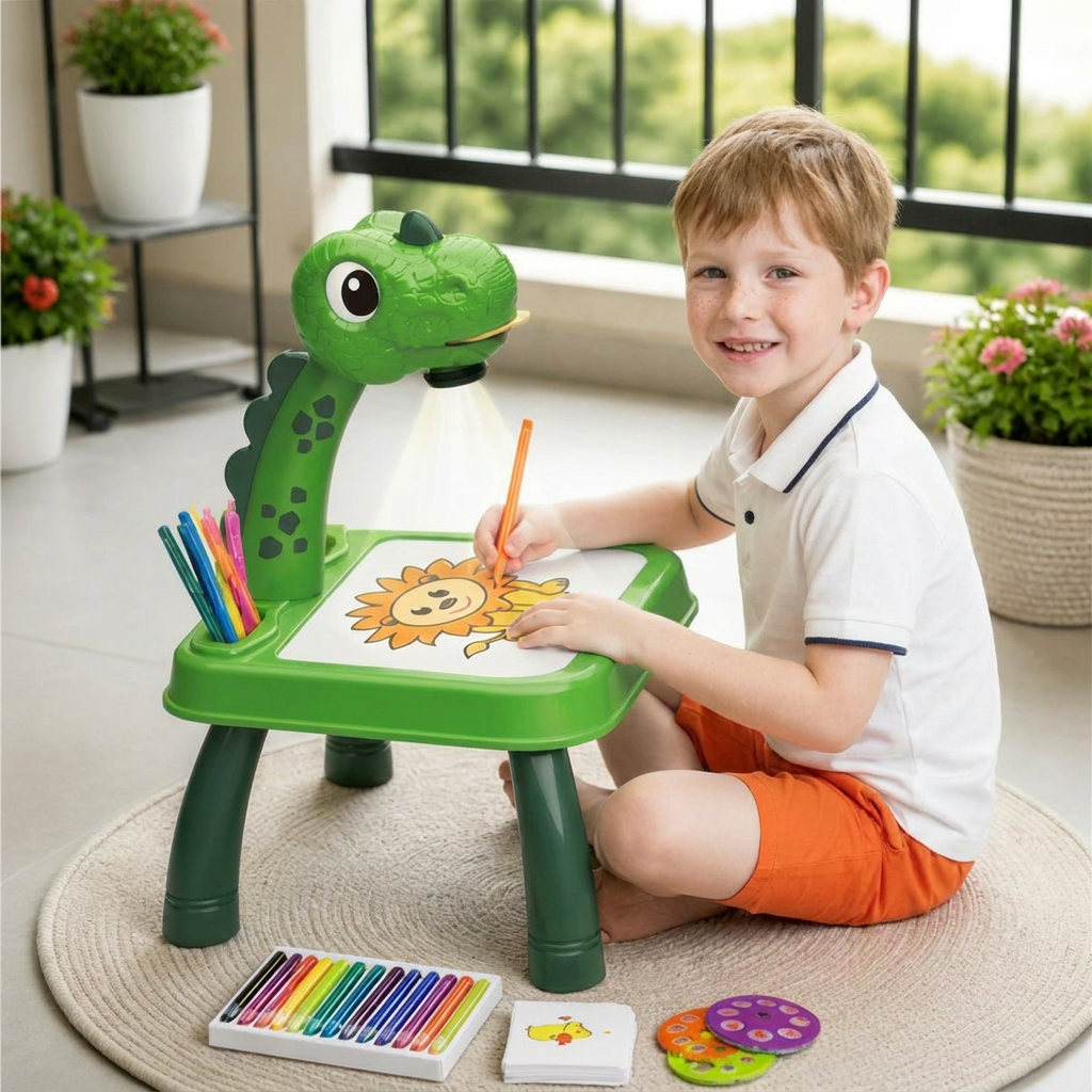 Dinosaurier Projektions Zeichentisch für Kinder mit Stiften und Musik