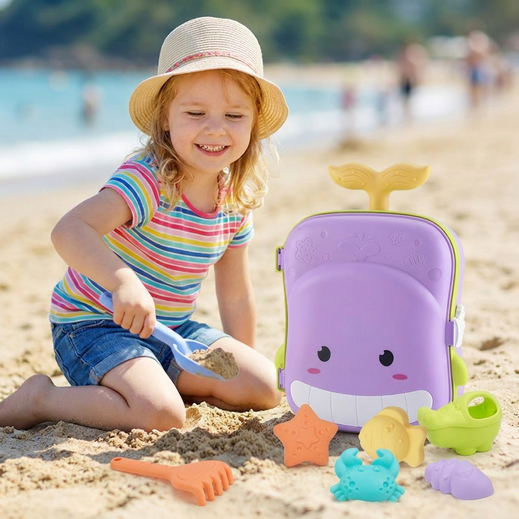Kinder Strand Spielzeug Koffer mit Sandwerkzeug und Sanduhr