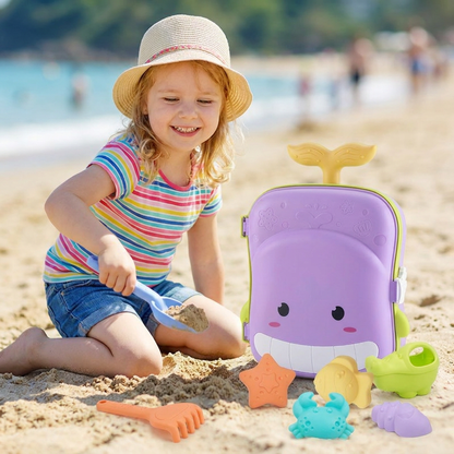 Kinder Strand Spielzeug Koffer mit Sandwerkzeug und Sanduhr