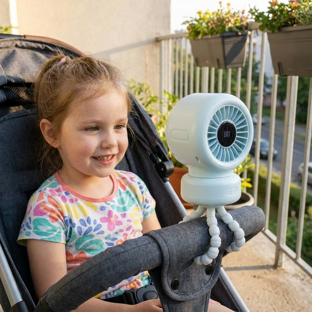 Tragbarer Clip Ventilator für Kinderwagen Bett und Alltag
