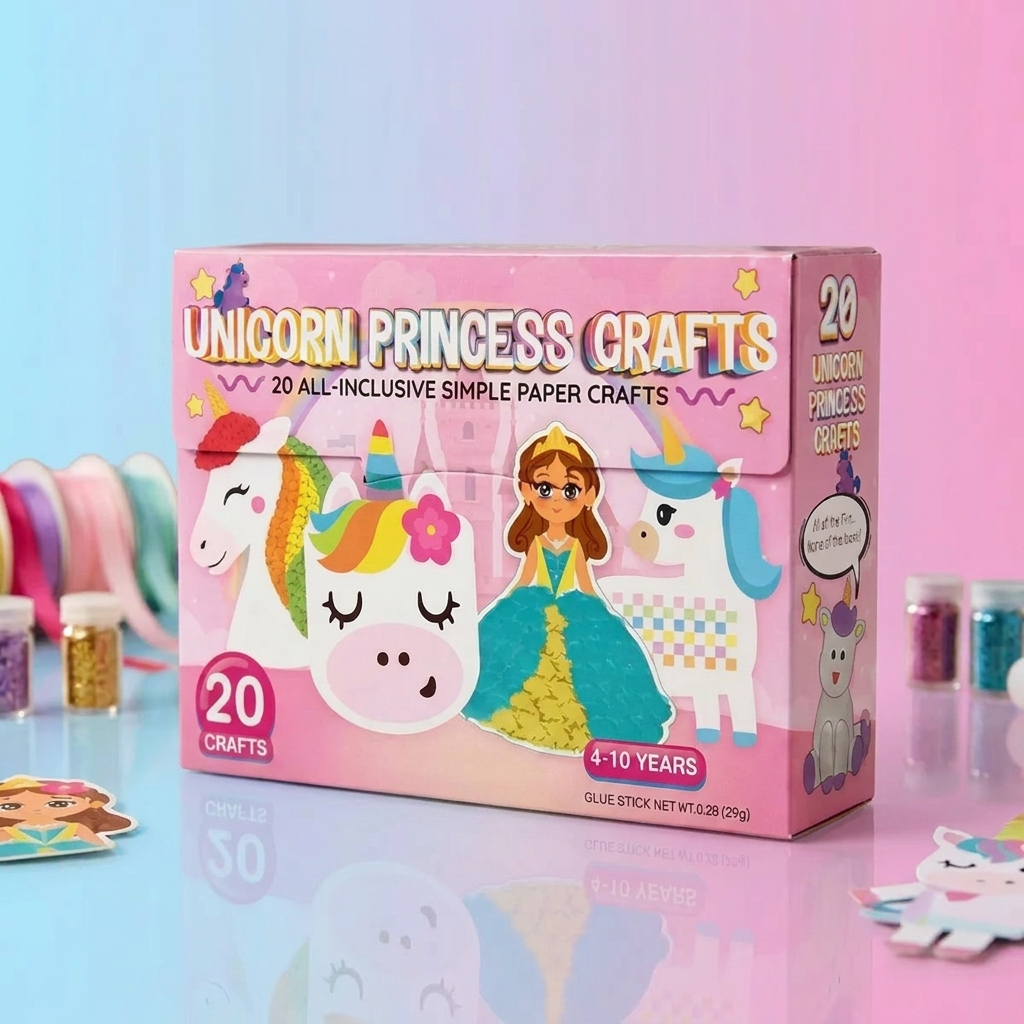 Kinder-Papierbastelbox – 20 einfache DIY-Bastelprojekte für Kinder von 3–10 Jahren mit Klebestift, Klebeband und Umschlägen