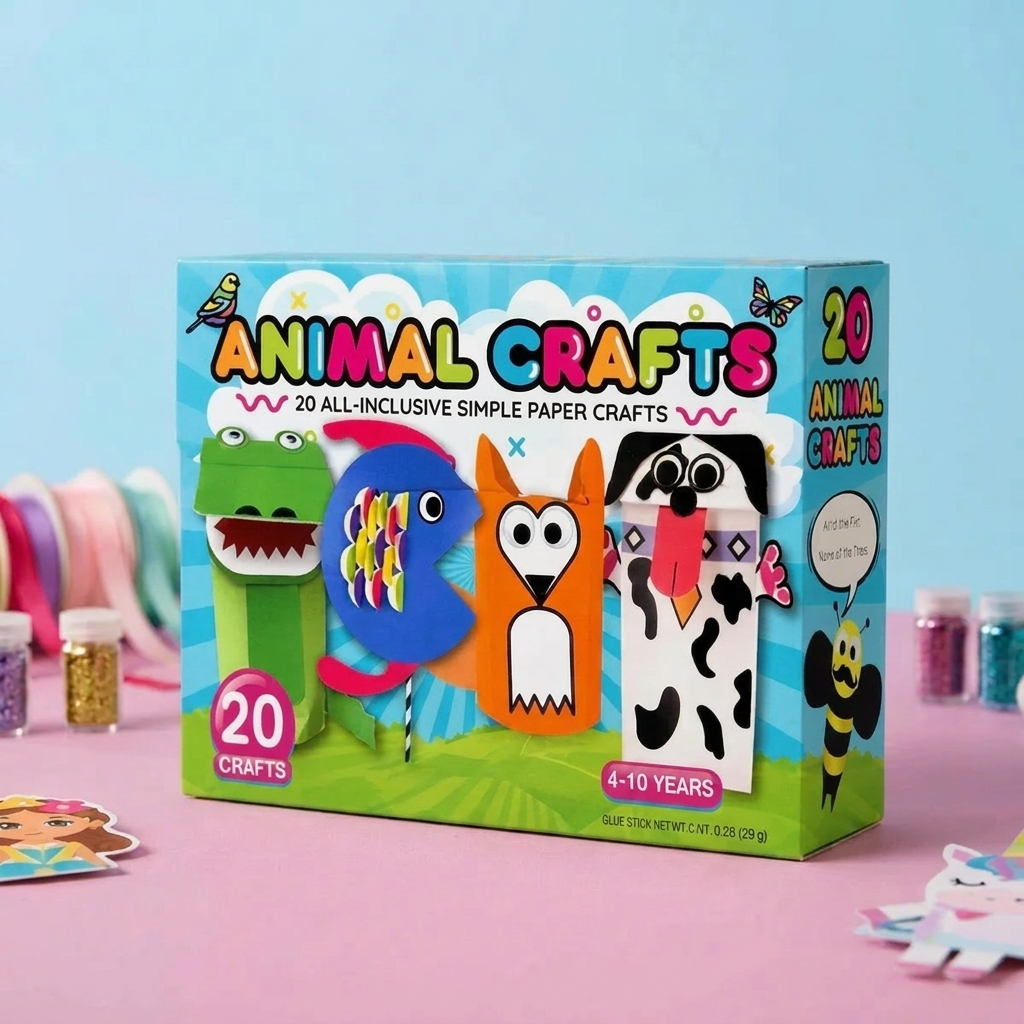Kinder-Papierbastelbox – 20 einfache DIY-Bastelprojekte für Kinder von 3–10 Jahren mit Klebestift, Klebeband und Umschlägen