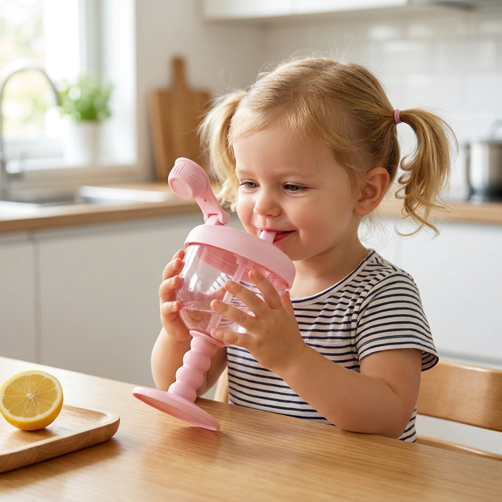 Auslaufsicherer Baby-Trinklernbecher mit Strohhalm