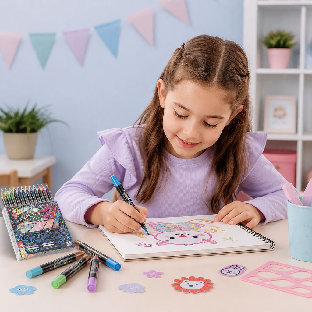 Glitzer-Pinselmarker-Set – Glitzernde Kunstmarker mit zwei Spitzen