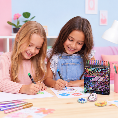 Glitzer-Pinselmarker-Set – Glitzernde Kunstmarker mit zwei Spitzen
