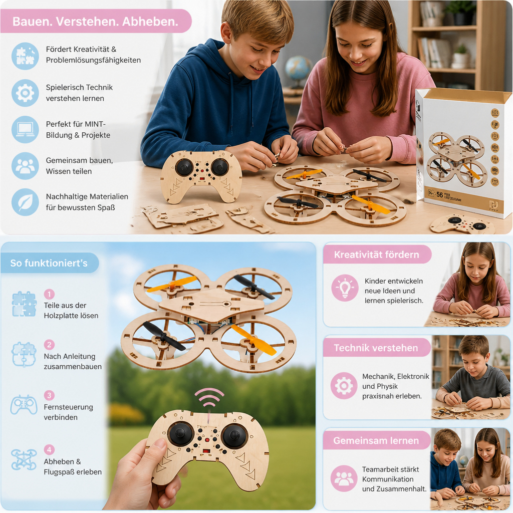 DIY-Holz-RC-Quadcopter-Bausatz – Baue dein eigenes Flugabenteuer