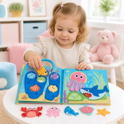 Montessori-Fühlbuch mit Meerestieren für spielerisches Lernen