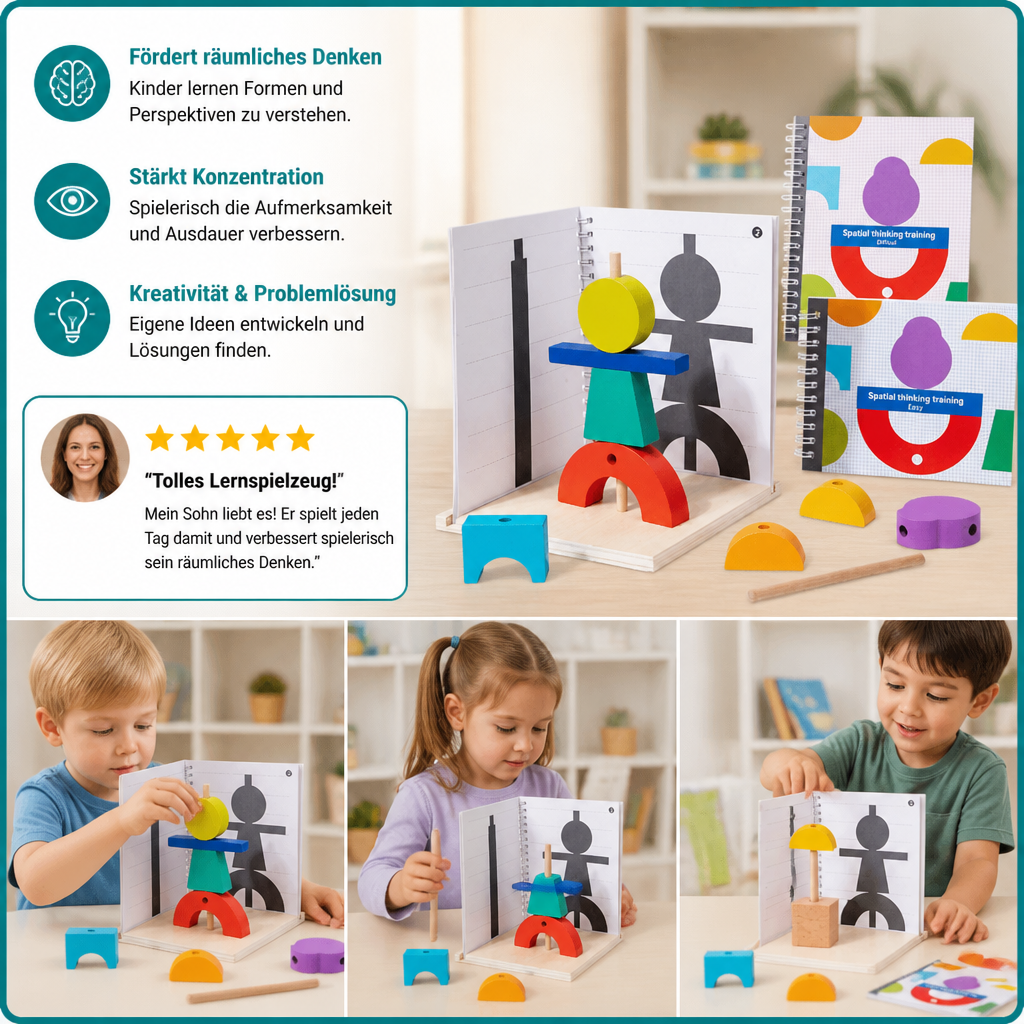 Holz 3D-Schatten-Matching- & Raumdenken-Puzzle für Kinder