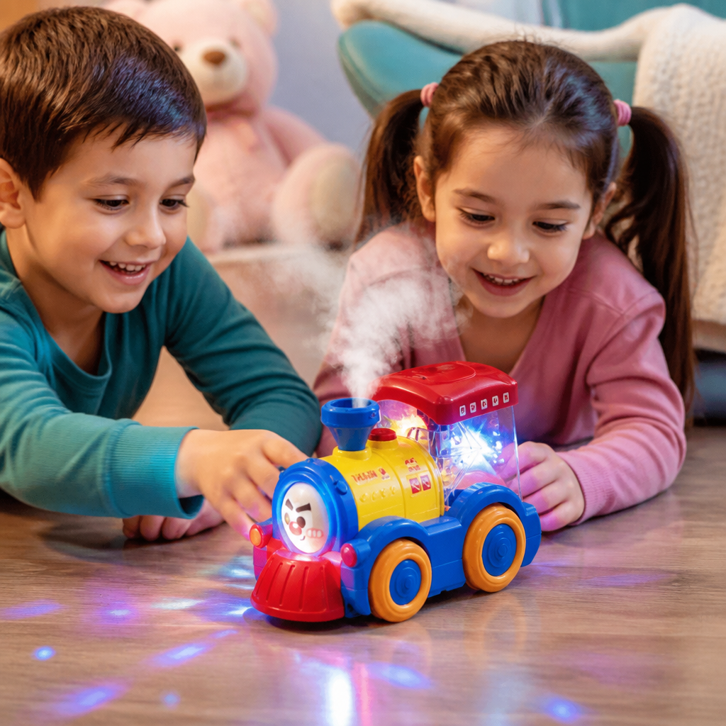 Verwandlungsfähiges Zug-Spielzeug mit Dampf, Licht & Musik