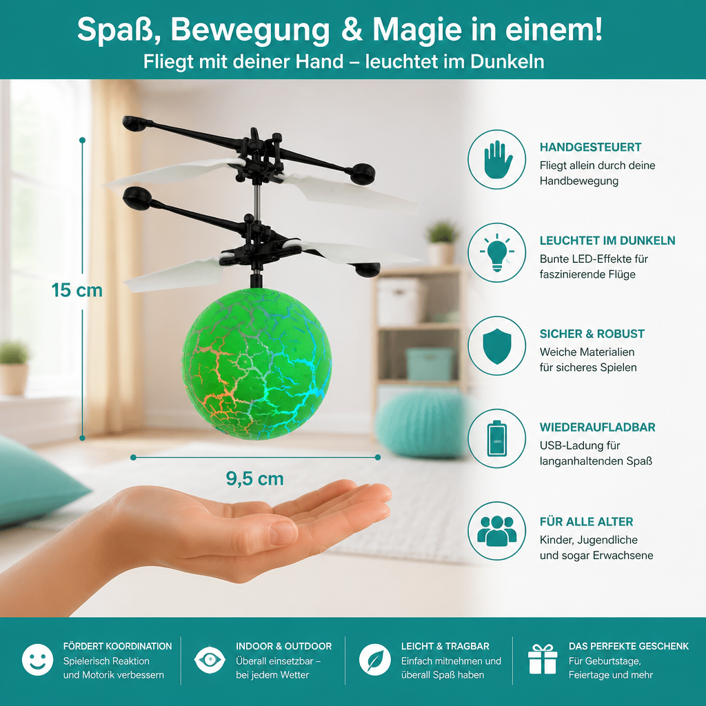 Handgesteuerter fliegender LED-Ball-Drohne für Kinder