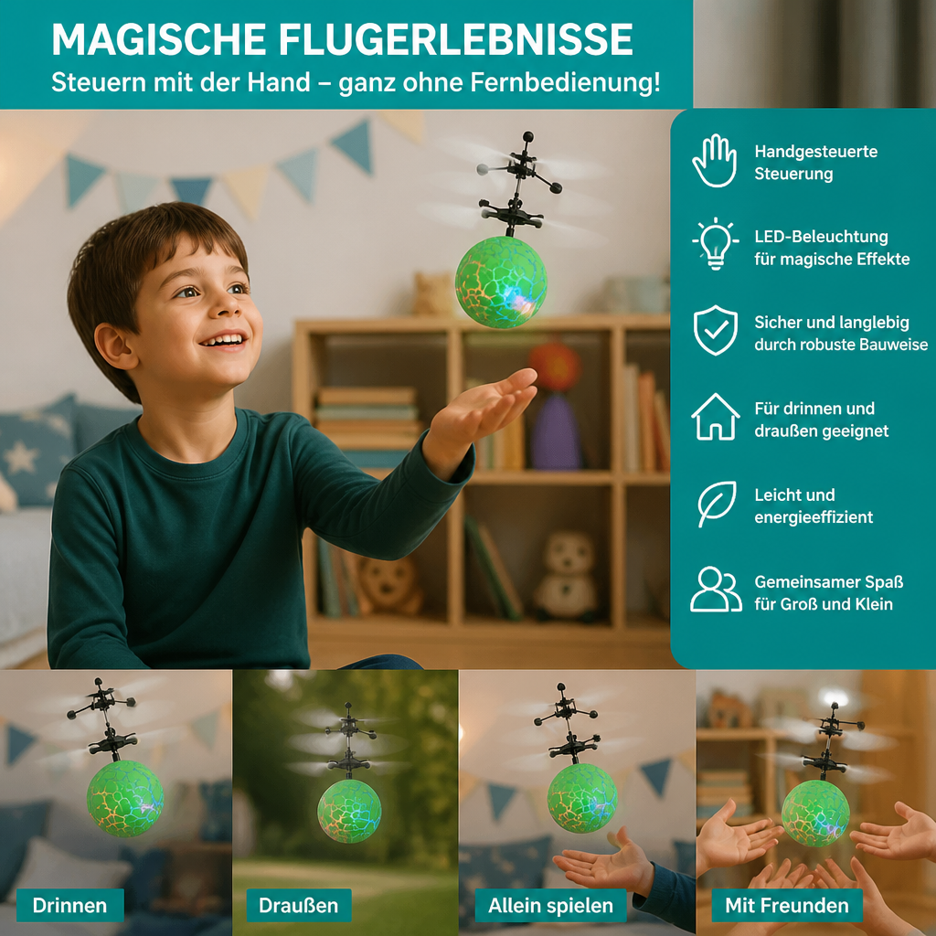 Handgesteuerter fliegender LED-Ball-Drohne für Kinder