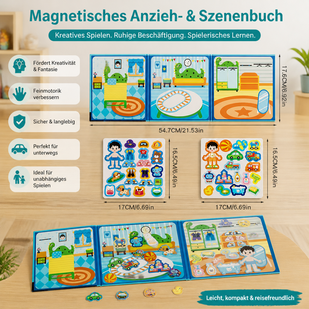 Montessori Magnet-Quiet-Book – Kreatives Ankleide- & Szenenspiel