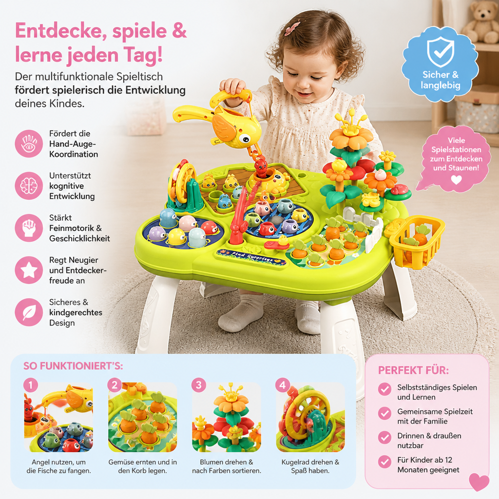Kinder Multifunktionaler Spieltisch mit Vielen Spielstationen