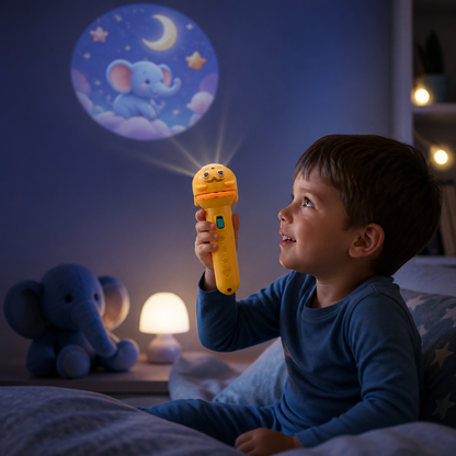 Kinder-Taschenlampe mit Gute-Nacht-Geschichten-Projektion