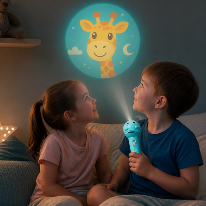 Kinder-Taschenlampe mit Gute-Nacht-Geschichten-Projektion