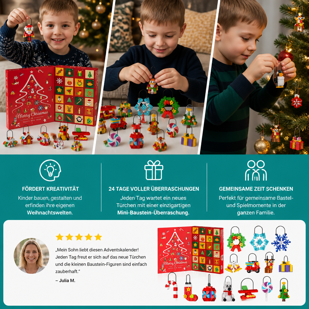 Weihnachtsschmuck-Baustein-Adventskalender