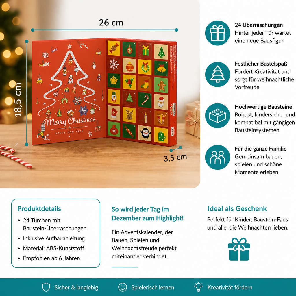 Weihnachtsschmuck-Baustein-Adventskalender