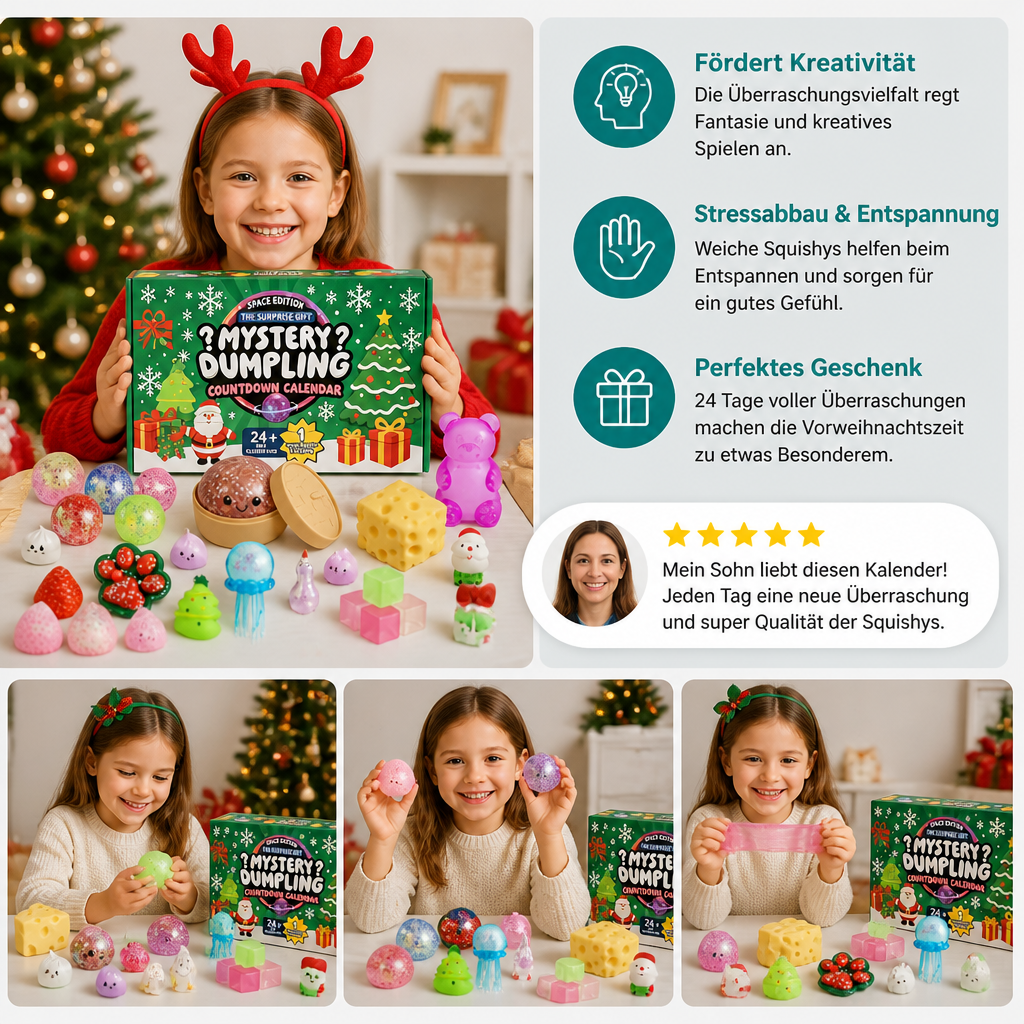 Weihnachts-Squishy-Adventskalender für Kinder