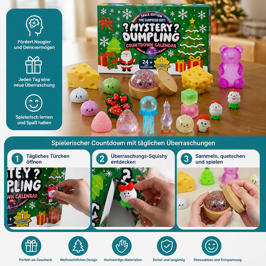 Weihnachts-Squishy-Adventskalender für Kinder