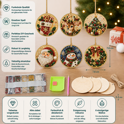 DIY-Weihnachts-Diamond-Painting-Anhänger-Set – Festlicher Christbaumschmuck