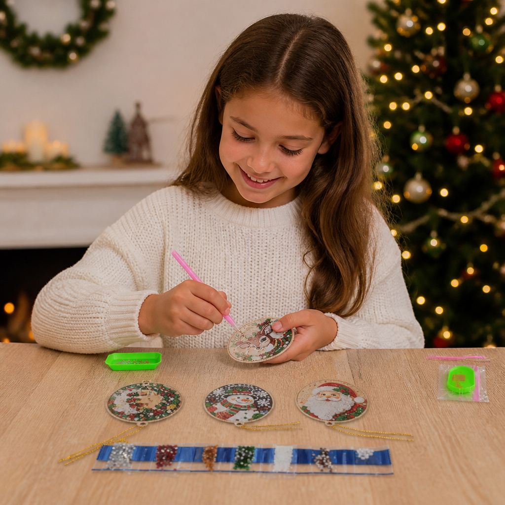 DIY-Weihnachts-Diamond-Painting-Anhänger-Set – Festlicher Christbaumschmuck