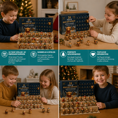 24-Tage-Adventskalender mit Highland-Rindern als sammelbare Mini-Figuren