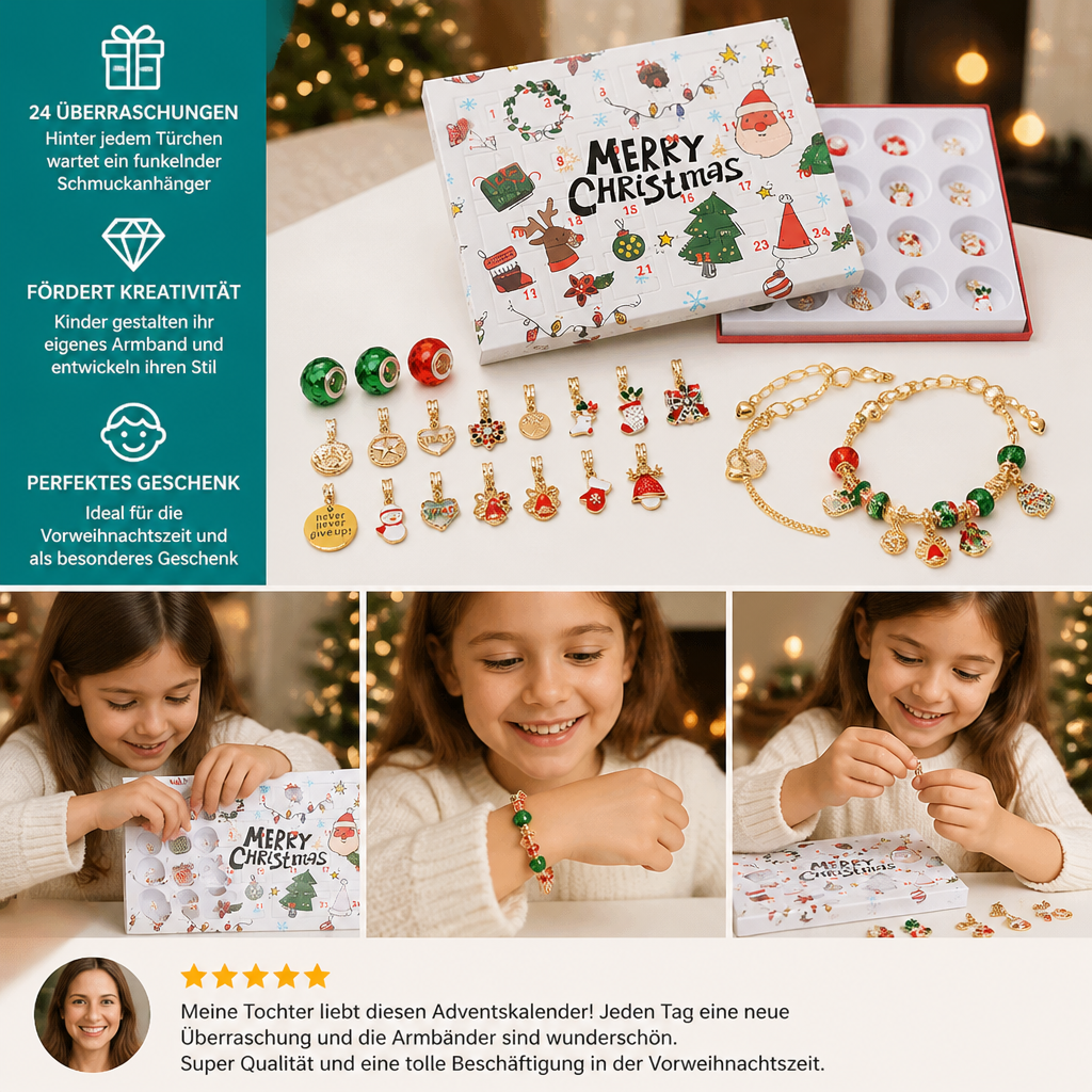 24-Tage-Weihnachtsarmband-Adventskalender – DIY-Schmuckset für Mädchen