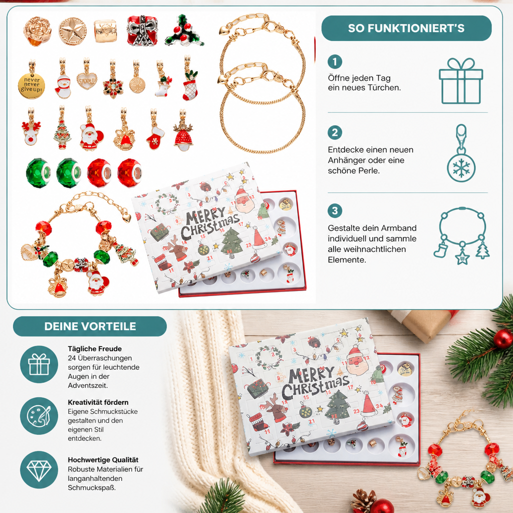 24-Tage-Weihnachtsarmband-Adventskalender – DIY-Schmuckset für Mädchen