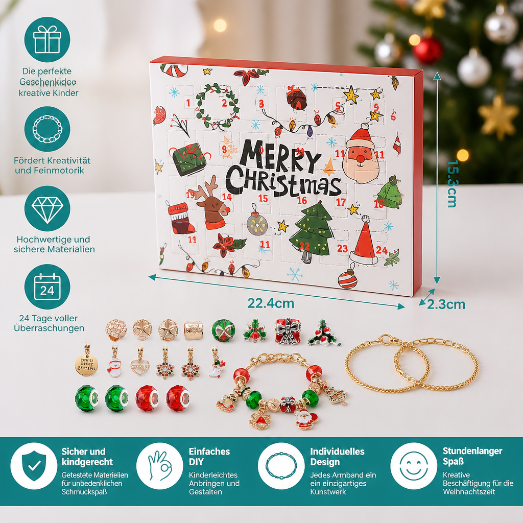 24-Tage-Weihnachtsarmband-Adventskalender – DIY-Schmuckset für Mädchen
