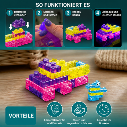 Im Dunkeln leuchtende Squishy-Gelee-Bausteine für Kinder – Sicher & weich