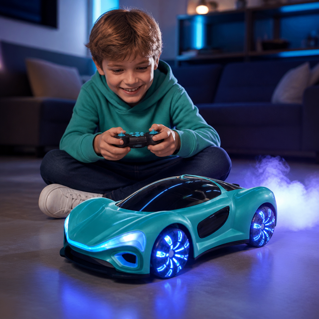 Leuchtendes RC-Driftauto mit Sprüheffekt & Ladestation