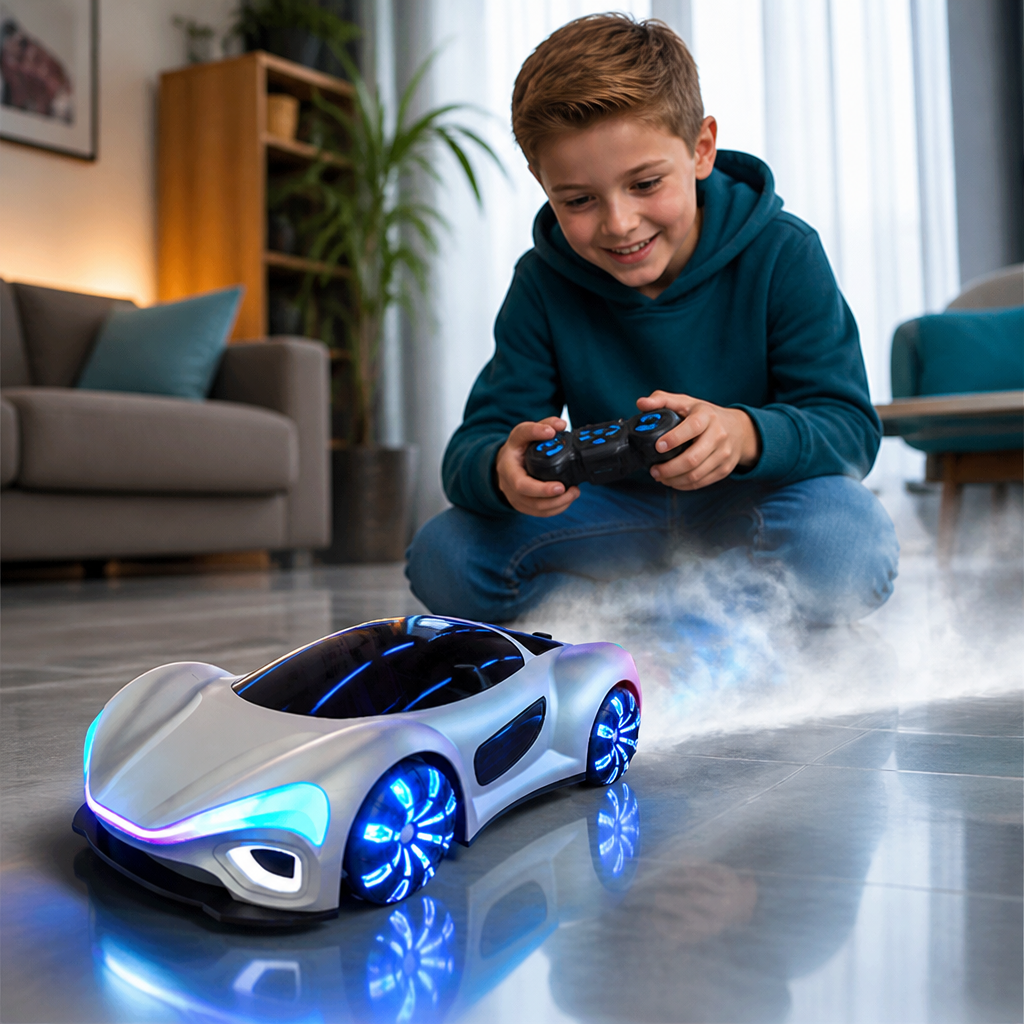 Leuchtendes RC-Driftauto mit Sprüheffekt & Ladestation