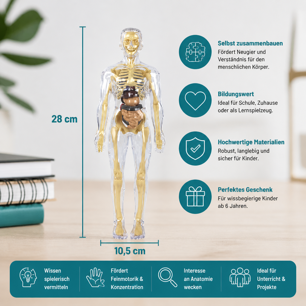 MINT-Lernset zur menschlichen Anatomie mit selbst zusammenbaubarem Organmodell