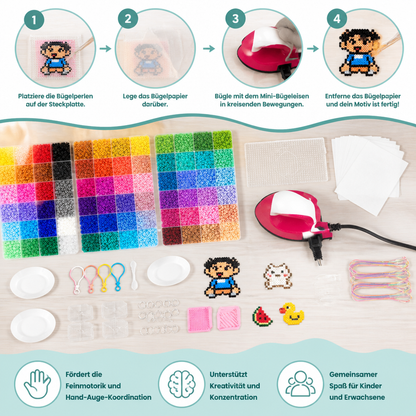 Premium-Bügelperlen-Set mit Bastelwerkzeugen – DIY-Kunst- & Bastelset