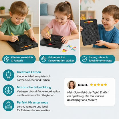 2-in-1 Magnetische Schreib- & Zeichentafel mit aufsteckbaren Formen für Kinder