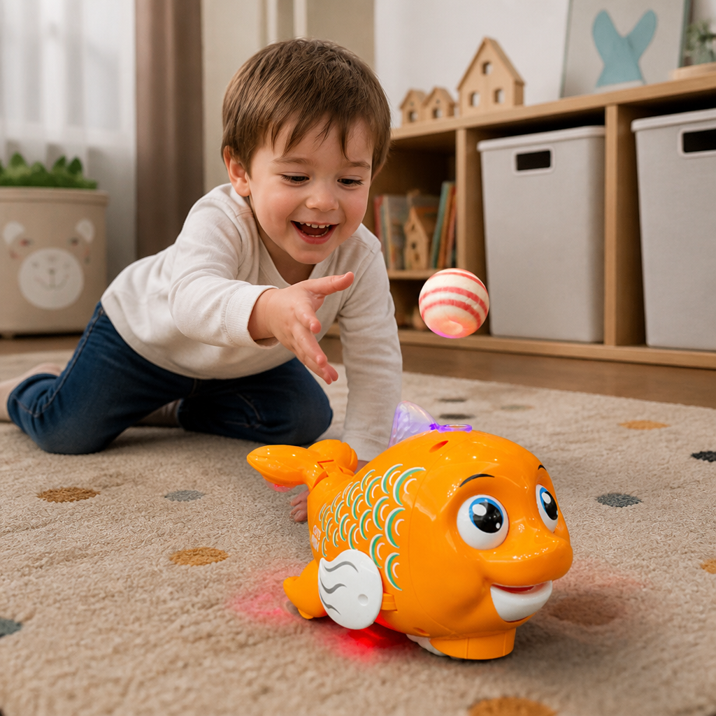 Interaktives schwebendes Fischspielzeug mit Ball, Licht & Musik
