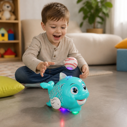 Interaktives schwebendes Fischspielzeug mit Ball, Licht & Musik
