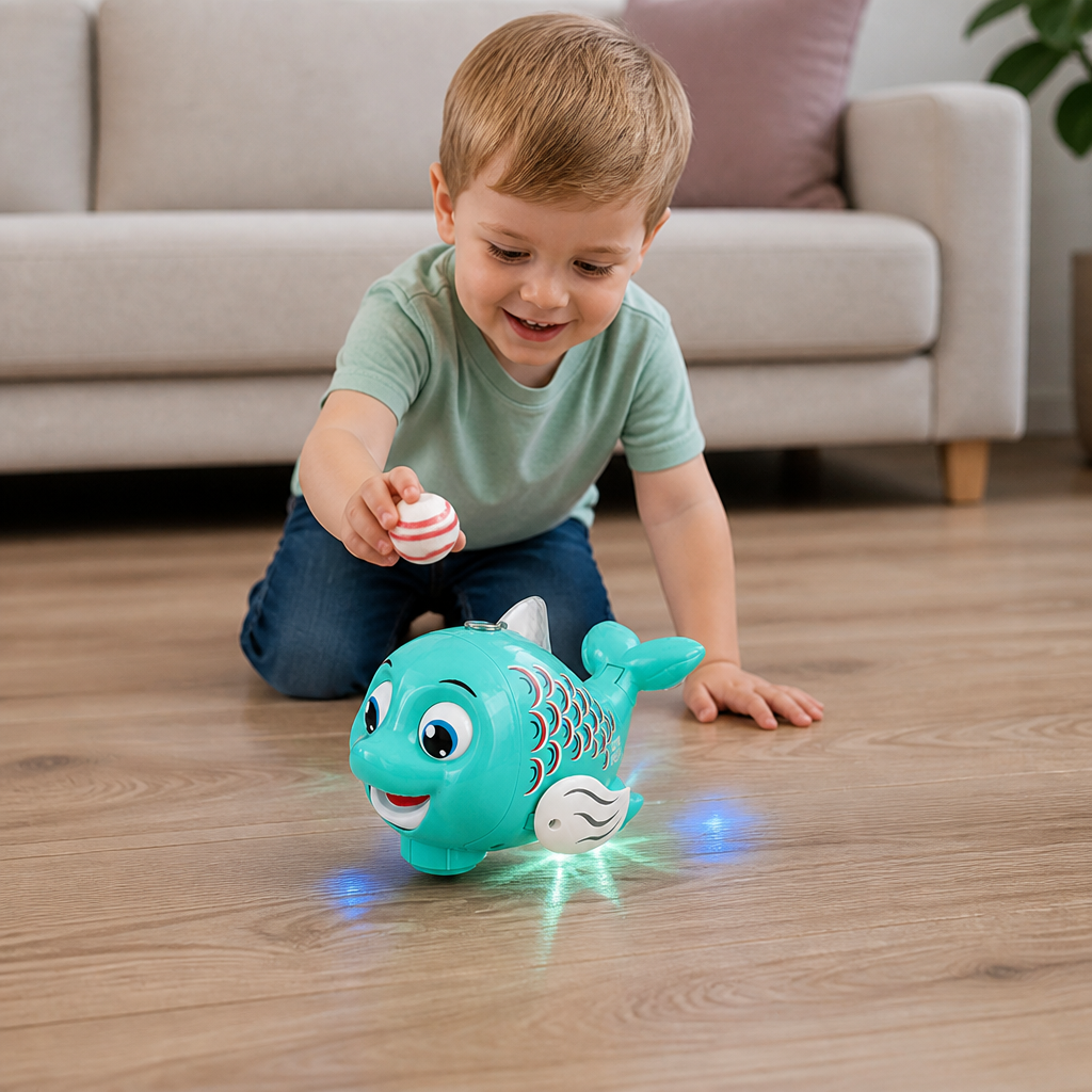 Interaktives schwebendes Fischspielzeug mit Ball, Licht & Musik
