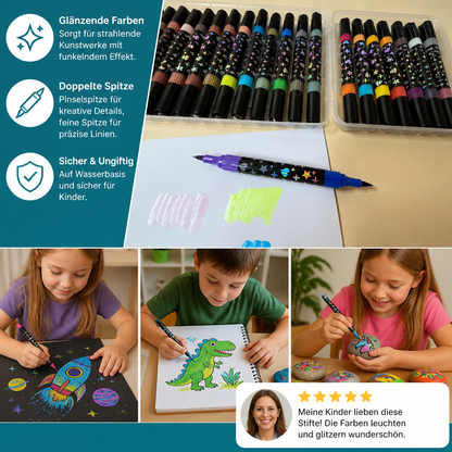 Glitzer-Acrylmarker-Set mit Doppelspitze