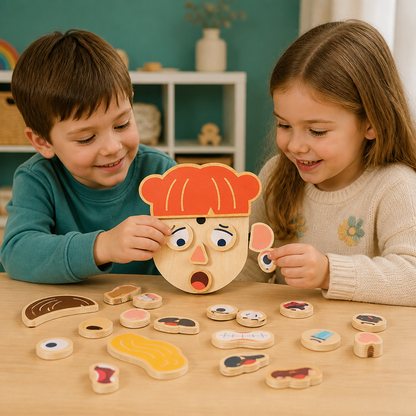 Holz-Lernspielzeug für Gesichtsausdrücke & Emotionen für Kinder
