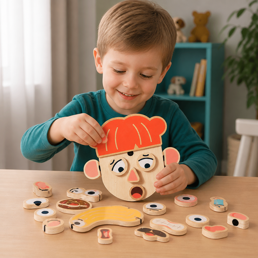 Holz-Lernspielzeug für Gesichtsausdrücke & Emotionen für Kinder
